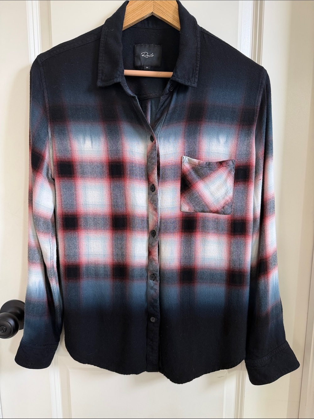 Rails Ombre Plaid Button-Down Shirt - Black, Red & White